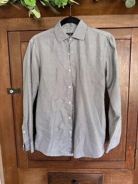 Nine West Men's Light Gray Microdot Dress Shirt